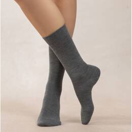 Chaussettes Laine & Soie Jersey : Coloris - Gris - Femme