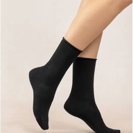 Chaussettes Laine Fine Bord Roulé : Coloris - Noir
