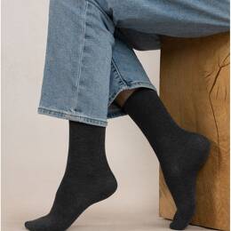 Chaussettes veloutées Coton Bord Roulé  : Coloris - Anthracite