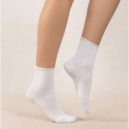 Chaussettes courtes veloutées Coton Bord Roulé : Coloris - Blanc