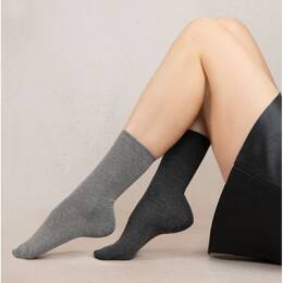 Duo Chaussettes 97% Coton unies : Coloris - Gris/Anthracite
