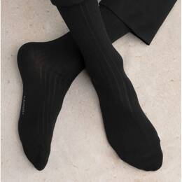 Chaussettes Fil d'Écosse à côtes  : Coloris - Noir