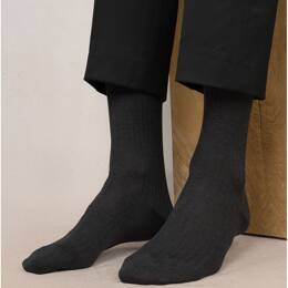 Chaussettes Fil d'Écosse à côtes  : Coloris - Anthracite - Homme