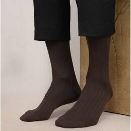 Chaussettes Laine Intérieur Coton : Coloris - Marron foncé - Homme