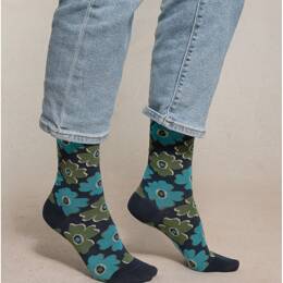 Chaussettes Veloutées Pétunias  : Coloris - Encre - Femme