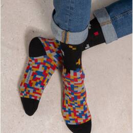 Chaussettes Motif Tetris : Coloris - Noir - Homme