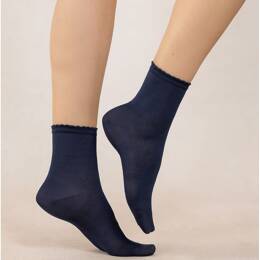 Chaussettes courtes fil d’Écosse unies croquet : Coloris - Marine