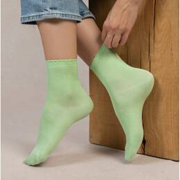 Chaussettes courtes fil d’Écosse unies croquet : Coloris - Menthe fraîche