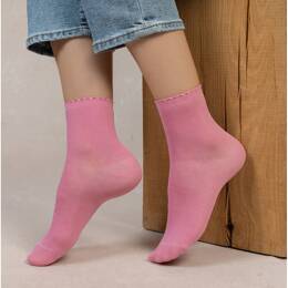 Chaussettes courtes fil d’Écosse unies croquet : Coloris - Rose pêche