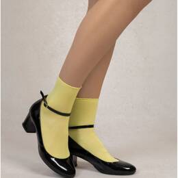 Chaussettes courtes fil d’Écosse unies croquet : Coloris - Citronnelle
