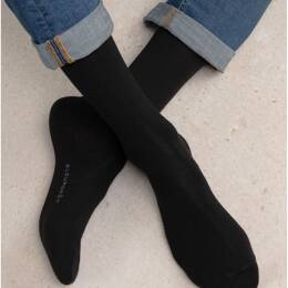 Duo Chaussettes Laine Mérinos Intérieur Coton : Coloris - Noir/noir