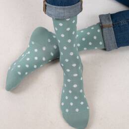 Chaussettes coton pois : Coloris - Vert d'eau