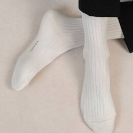 Chaussettes Fil d'Écosse à côtes  : Coloris - Ecru