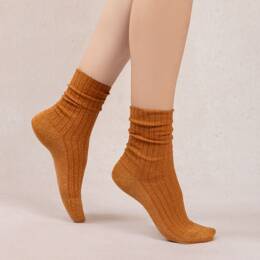Chaussettes Lurex À Côtes : Coloris - Epice et or