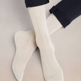 Duo Chaussettes Fil d'Écosse Non Comprimantes : Coloris - Creme