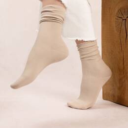 Chaussettes Coton Unies À Côtes : Coloris - Sable