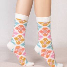 Chaussettes cachemire tapisserie : Coloris - Ecru