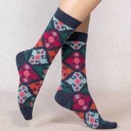 Chaussettes cachemire tapisserie : Coloris - Bleu jean