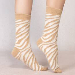 Chaussettes laine alpaga zèbre : Coloris - Camel