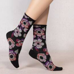 Chaussettes veloutées fleurs : Coloris - Noir