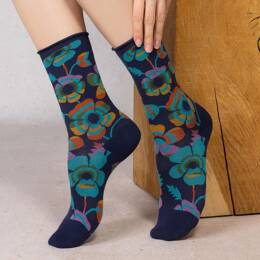 Chaussettes veloutées fleurs : Coloris - Encre