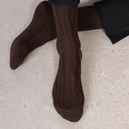 Chaussettes laine mérinos torsades : Coloris - Café