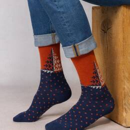 Chaussettes laine cachemire sapin : Coloris - Rouille