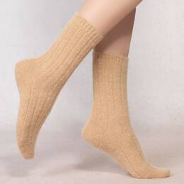 Chaussettes Laine Alpaga À Côtes : Coloris - Camel