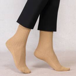 Chaussettes Lurex À Côtes : Coloris - Beige et or