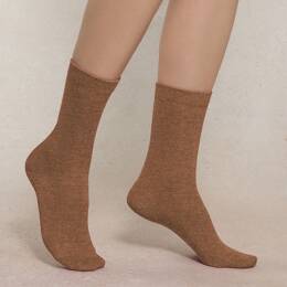 Chaussettes Laine & Soie Jersey : Coloris - Cuir
