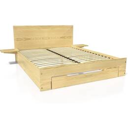 Lit 140x190 Happy 2 places bois avec tiroir et chevets amovibles