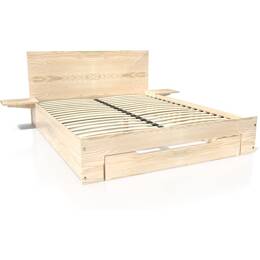 Lit 140x190 Happy 2 places bois avec tiroir et chevets amovibles