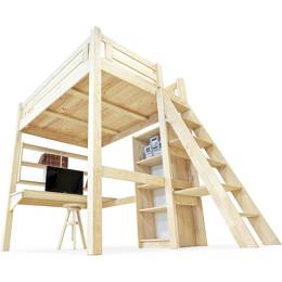 Lit Mezzanine adulte 160x200 bois + échelle hauteur réglable Alpage