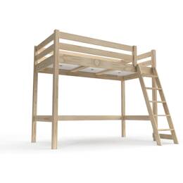 Lit mi-hauteur 90x200 bois ABC  avec échelle inclinée 90x200