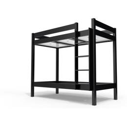 Lit superposé 2 places 90x190 échelle droite bois ABC 90x190