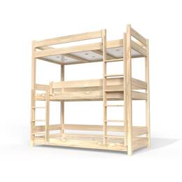 Lit superposé 3 places 90x190 en bois massif ABC 90x190
