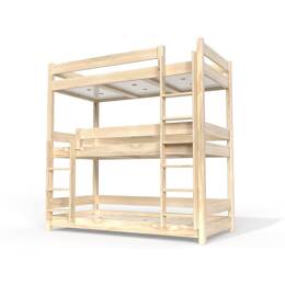 Lit superposé 3 places 90x190 en bois massif ABC 90x190