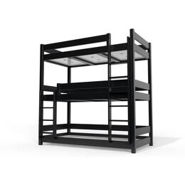 Lit superposé 3 places 90x190 en bois massif ABC 90x190