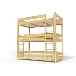 Lit superposé 3 places 90x190 en bois massif ABC 90x190