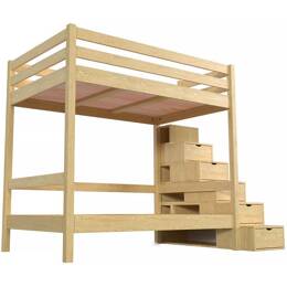 Lit superposé double 120x200 escalier de rangement Sylvia 120x200