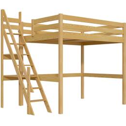 Lit mezzanine bois 140x200 Sylvia avec escalier de meunier 140x200