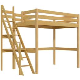 Lit mezzanine bois 120x200 Sylvia avec escalier de meunier 120x200