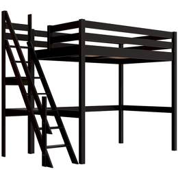 Lit mezzanine bois 120x200 Sylvia avec escalier de meunier 120x200