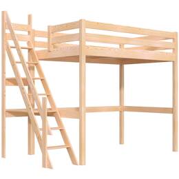 Lit mezzanine bois 120x200 Sylvia avec escalier de meunier 120x200