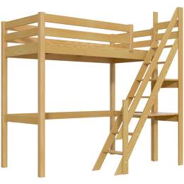 Lit Mezzanine bois Sylvia 90x200 avec escalier de meunier 90x200