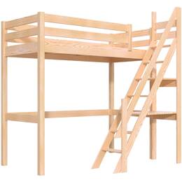 Lit Mezzanine bois Sylvia 90x200 avec escalier de meunier 90x200