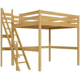 Lit Mezzanine bois 160x200 Sylvia avec escalier de meunier 160x200