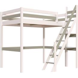 Lit mezzanine bois 120x200 Sylvia avec escalier de meunier 120x200
