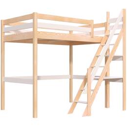 Lit mezzanine bois 120x200 Sylvia avec escalier de meunier 120x200