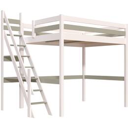 Lit mezzanine bois 140x200 Sylvia avec escalier de meunier 140x200